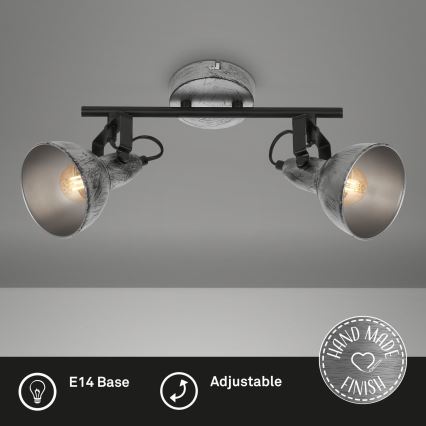 Briloner 2049-024 - Foco RETRO 2xE14/40W/230V cinzento