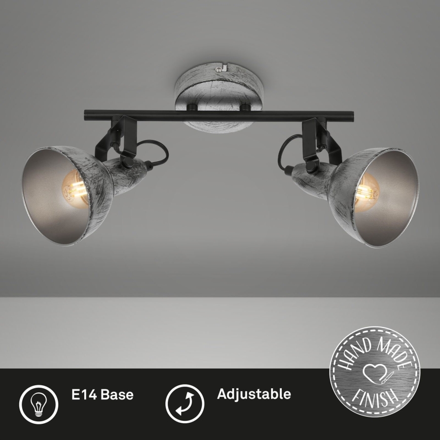 Briloner 2049-024 - Foco RETRO 2xE14/40W/230V cinzento