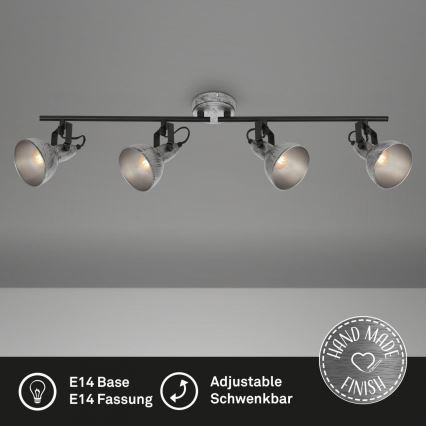 Briloner 2049-044 - Foco RETRO 4xE14/40W/230V cinzento