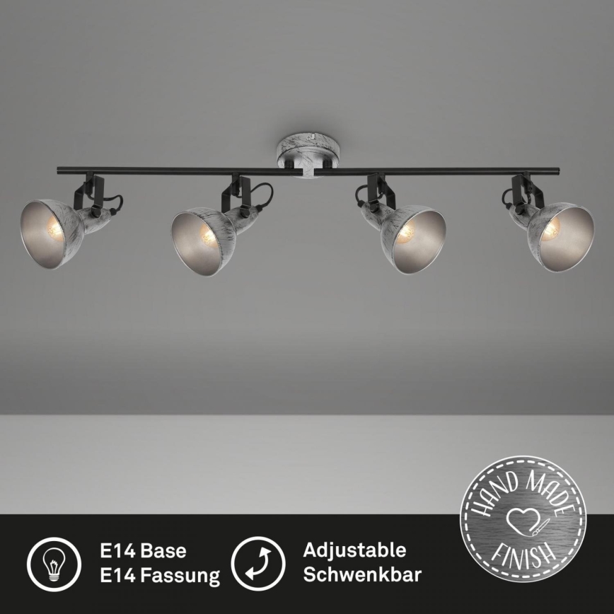 Briloner 2049-044 - Foco RETRO 4xE14/40W/230V cinzento