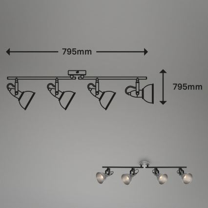 Briloner 2049-044 - Foco RETRO 4xE14/40W/230V cinzento