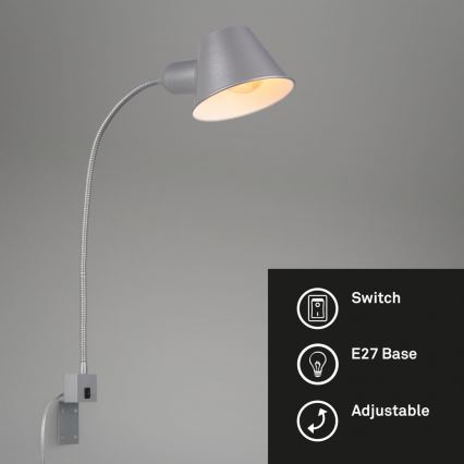 Briloner 2079-014 - Candeeiro flexível de parede 1xE27/10W/230V prateado