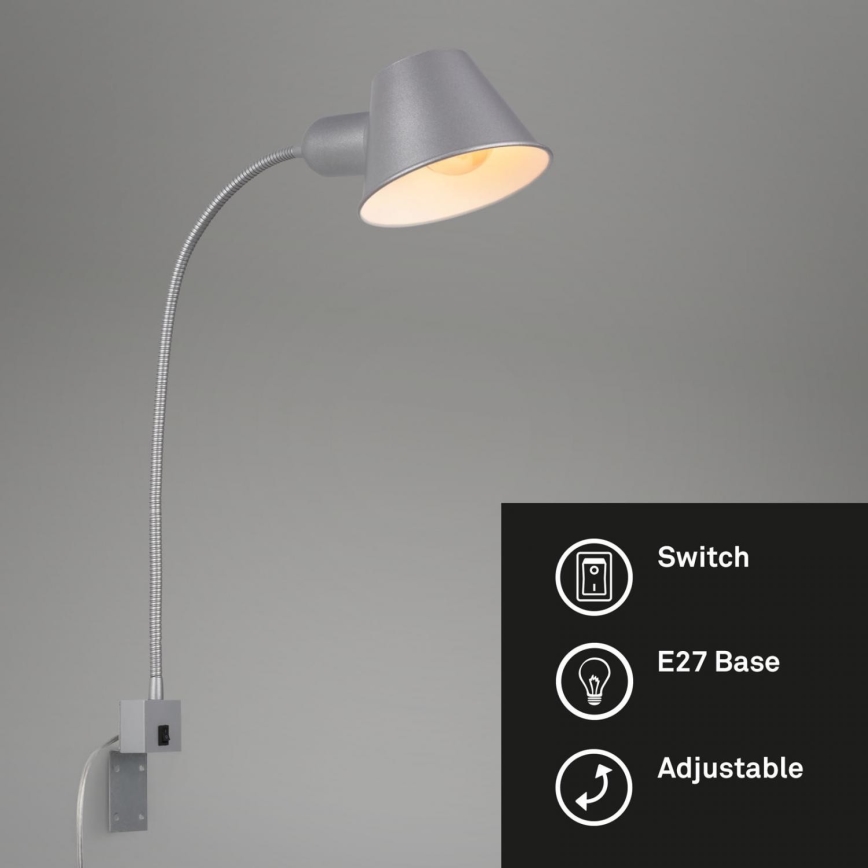 Briloner 2079-014 - Candeeiro flexível de parede 1xE27/10W/230V prateado