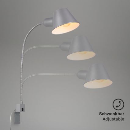 Briloner 2079-014 - Candeeiro flexível de parede 1xE27/10W/230V prateado