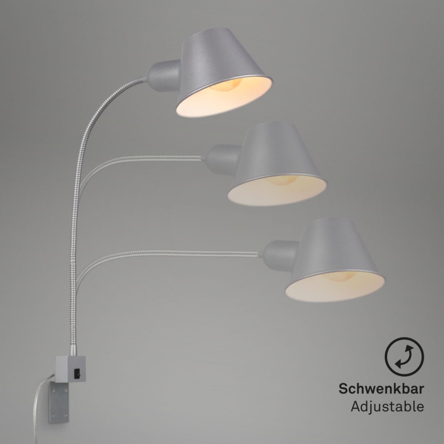 Briloner 2079-014 - Candeeiro flexível de parede 1xE27/10W/230V prateado