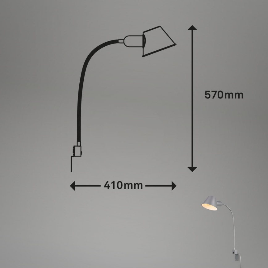 Briloner 2079-014 - Candeeiro flexível de parede 1xE27/10W/230V prateado