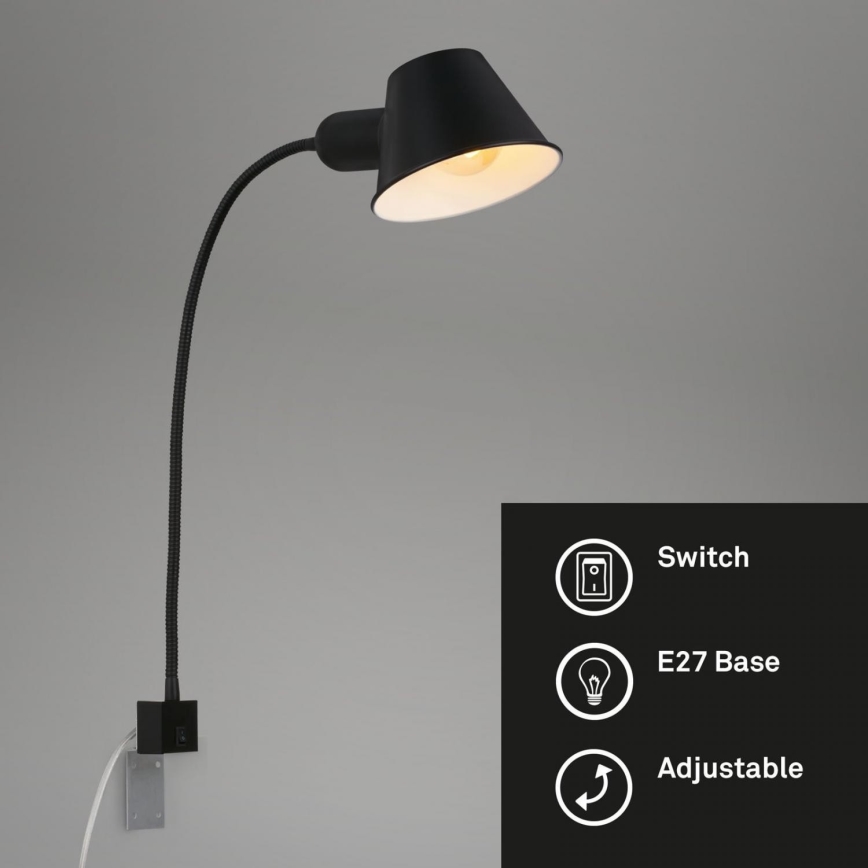 Briloner 2079-015 - Candeeiro flexível de parede 1xE27/10W/230V preto