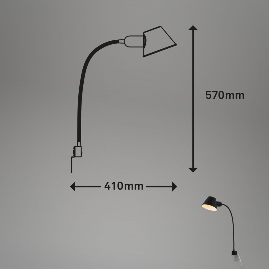 Briloner 2079-015 - Candeeiro flexível de parede 1xE27/10W/230V preto