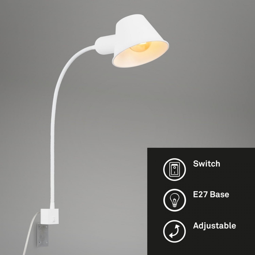 Briloner 2079-016 - Candeeiro flexível de parede 1xE27/10W/230V branco
