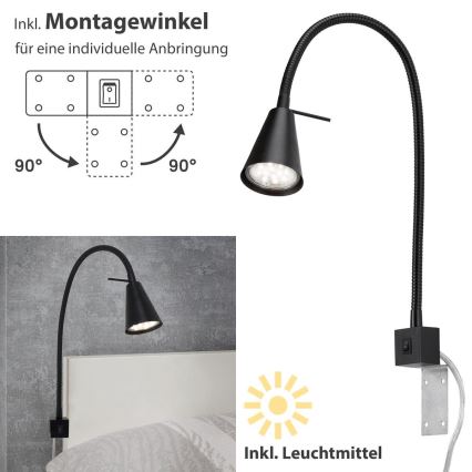 Briloner 2080-015 - Candeeiro de parede LED COMFORT LIGHT 1xGU10/5W/230V preto