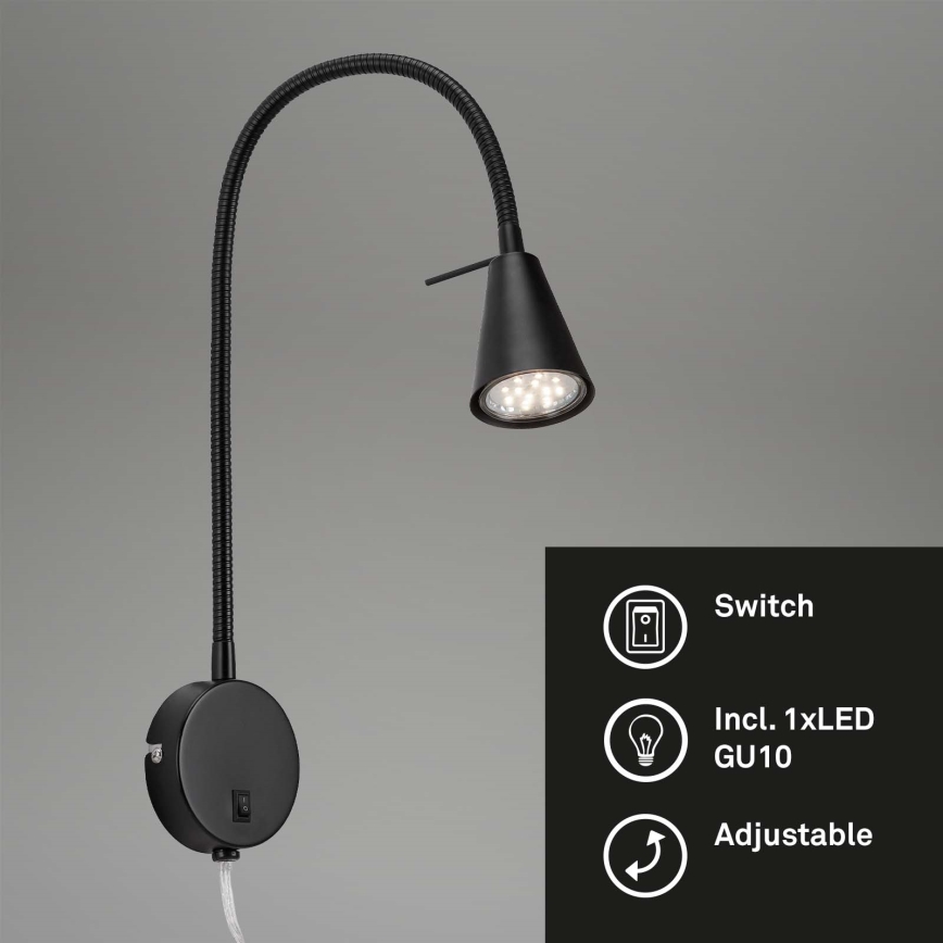 Briloner 2082-015 - Candeeiro de parede LED COMFORT LIGHT 1xGU10/5W/230V preto