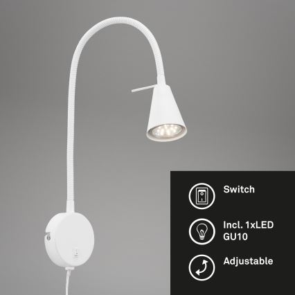Briloner 2082-016 - Candeeiro de parede LED COMFORT LIGHT 1xGU10/5W/230V branco
