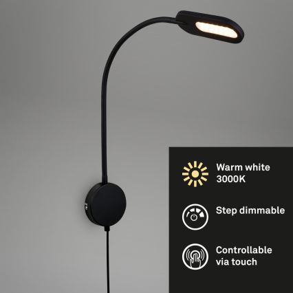 Briloner 2177015 - Candeeiro de parede flexível com regulação LED/6W/230V preto