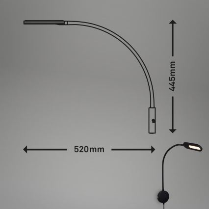Briloner 2177015 - Candeeiro de parede flexível com regulação LED/6W/230V preto