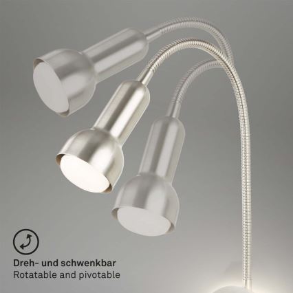 Briloner 2178012 - Candeeiro de parede LED flexível 1xE14/10W/230V + LED/3W cromado mate