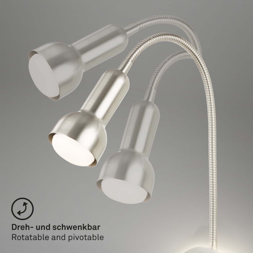 Briloner 2178012 - Candeeiro de parede LED flexível 1xE14/10W/230V + LED/3W cromado mate