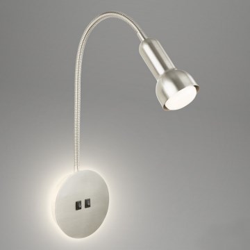 Briloner 2178012 - Candeeiro de parede LED flexível 1xE14/10W/230V + LED/3W cromado mate