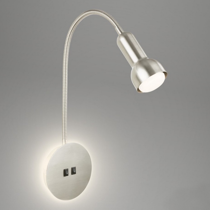 Briloner 2178012 - Candeeiro de parede LED flexível 1xE14/10W/230V + LED/3W cromado mate