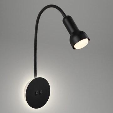Briloner 2178015 - Candeeiro de parede LED flexível 1xE14/10W/230V + LED/3W preto