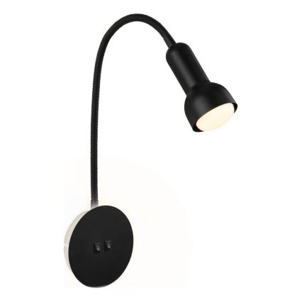 Briloner 2178015 - Candeeiro de parede LED flexível 1xE14/10W/230V + LED/3W preto