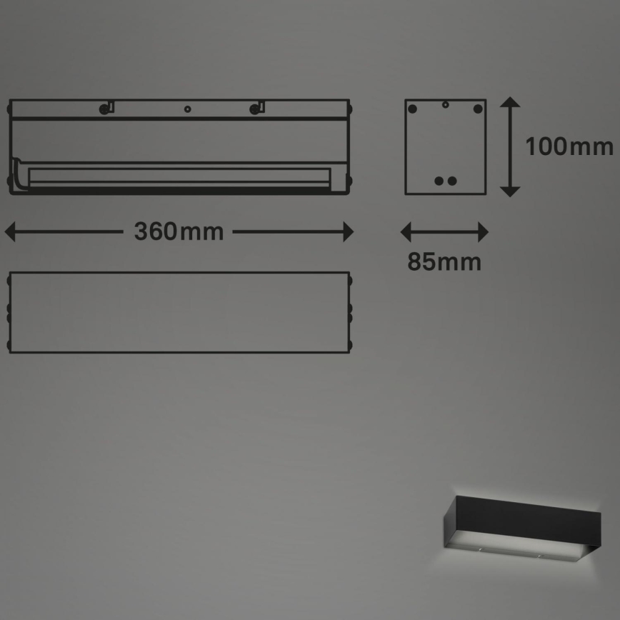 Briloner 2204-015 - Iluminação de parede exterior LED LED/8W/230V IP44 preto