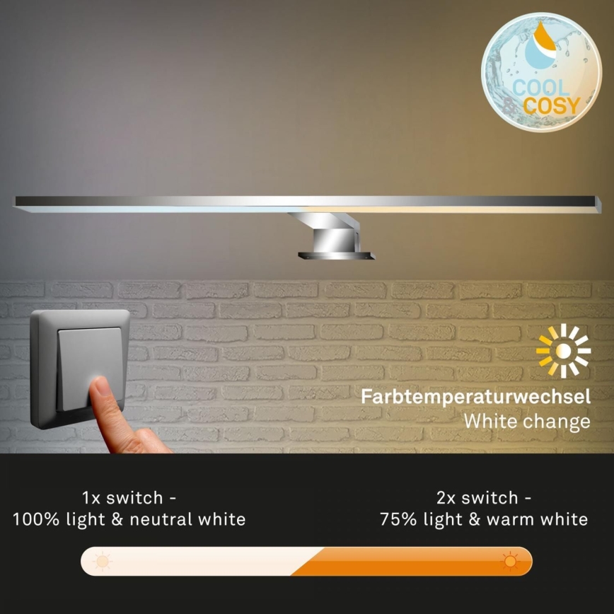 Briloner 2299-018 - Iluminação de espelho para casa de banho LED com regulação COOL&COSY LED/8W/230V 2700/4000K IP44