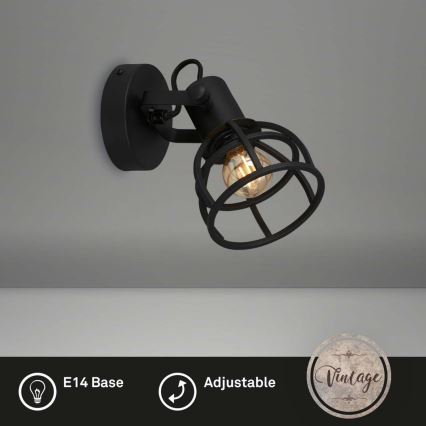 Briloner 2669-015 - Foco de parede RETRO 1xE14/25W/230V preto