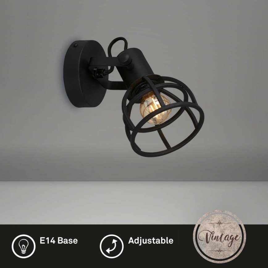 Briloner 2669-015 - Foco de parede RETRO 1xE14/25W/230V preto