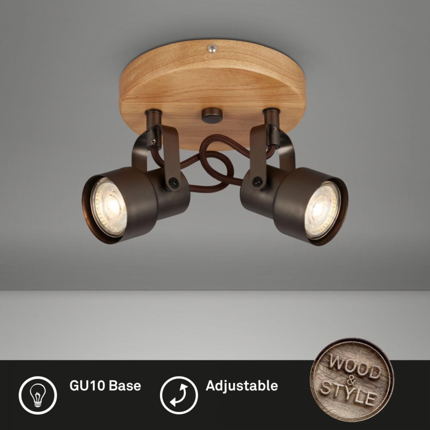 Briloner 2872-025R - Foco LED SPOTLIGHT 2xGU10/5W/230V castanho