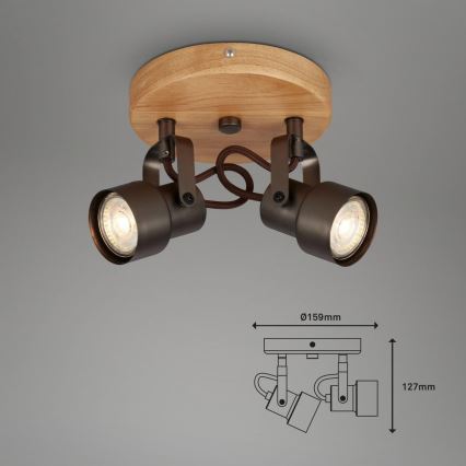 Briloner 2872-025R - Foco LED SPOTLIGHT 2xGU10/5W/230V castanho