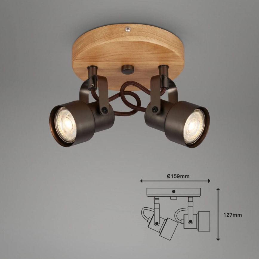 Briloner 2872-025R - Foco LED SPOTLIGHT 2xGU10/5W/230V castanho