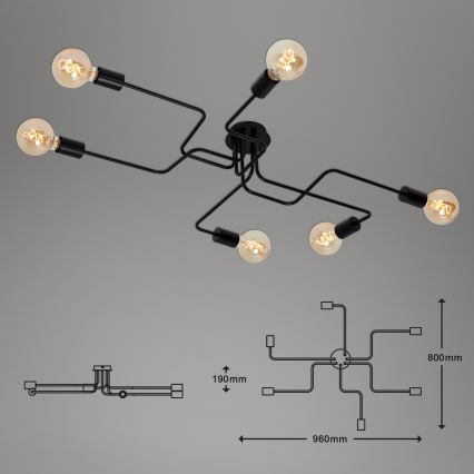 Briloner 2887-065 - Candelabro integrado FARETTO 6xE27/60W/230V