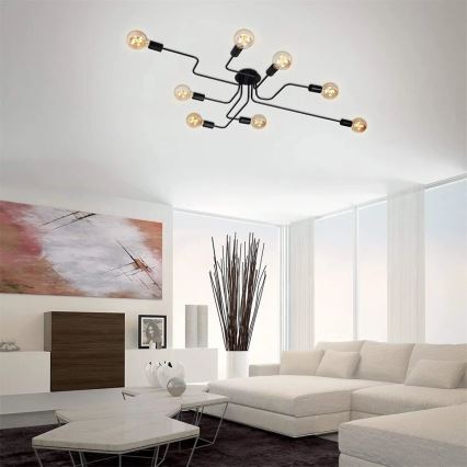 Briloner 2888-085 - Candeeiro integrado FARETTO 8xE27/60W/230V preto