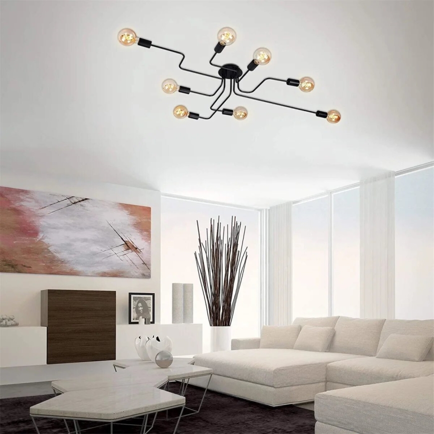 Briloner 2888-085 - Candeeiro integrado FARETTO 8xE27/60W/230V preto