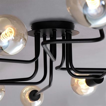 Briloner 2888-085 - Candeeiro integrado FARETTO 8xE27/60W/230V preto