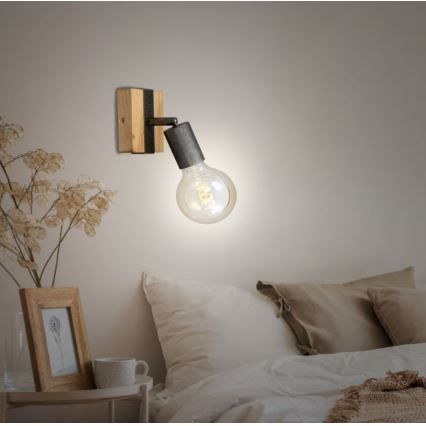 Briloner 2900-011 - Foco de parede WOOD BASIC 1xE27/25W/230V