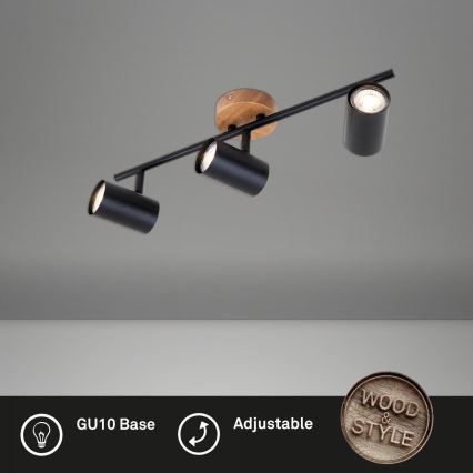 Briloner 2920-035 - Foco SPOTLIGHT 3xGU10/35W/230V preto