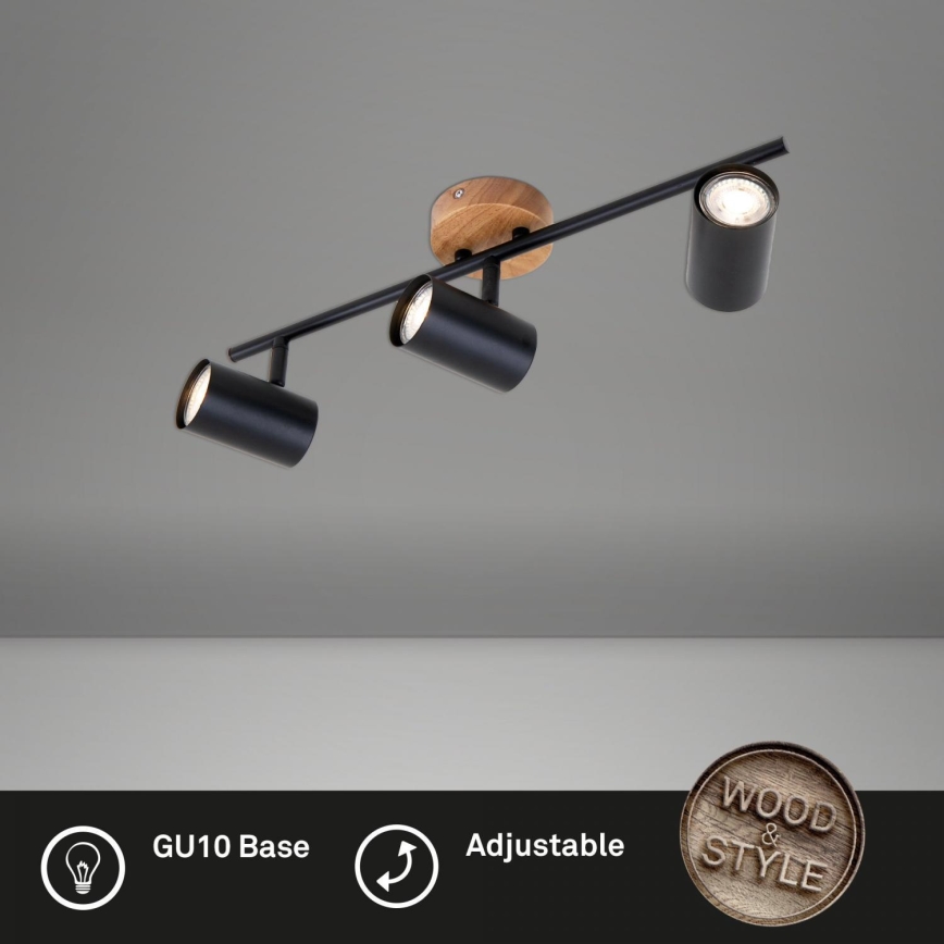 Briloner 2920-035 - Foco SPOTLIGHT 3xGU10/35W/230V preto