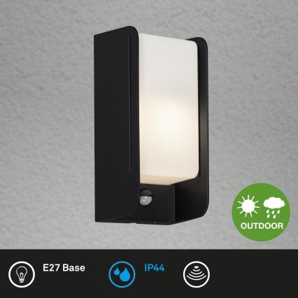 Briloner 3017-015 - Iluminação de parede exterior com sensor BOKS 1xE27/12W/230V IP44