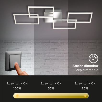 Briloner 3091-018 - Iluminação de teto LED com regulação FRAME LED/30W/230V cromado brilhante
