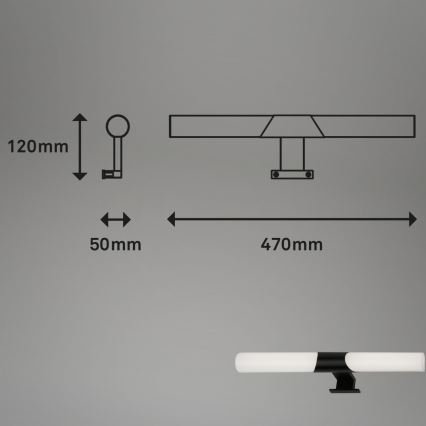 Briloner 3113-115 - Iluminação de espelho para casa de banho LED LED/12W/230V IP44 47 cm preto
