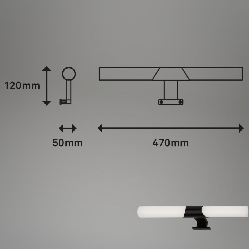 Briloner 3113-115 - Iluminação de espelho para casa de banho LED LED/12W/230V IP44 47 cm preto