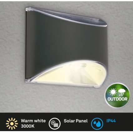 Briloner 3133015 - Iluminação de parede solar LED LED/2W/3,7V IP44 3000K