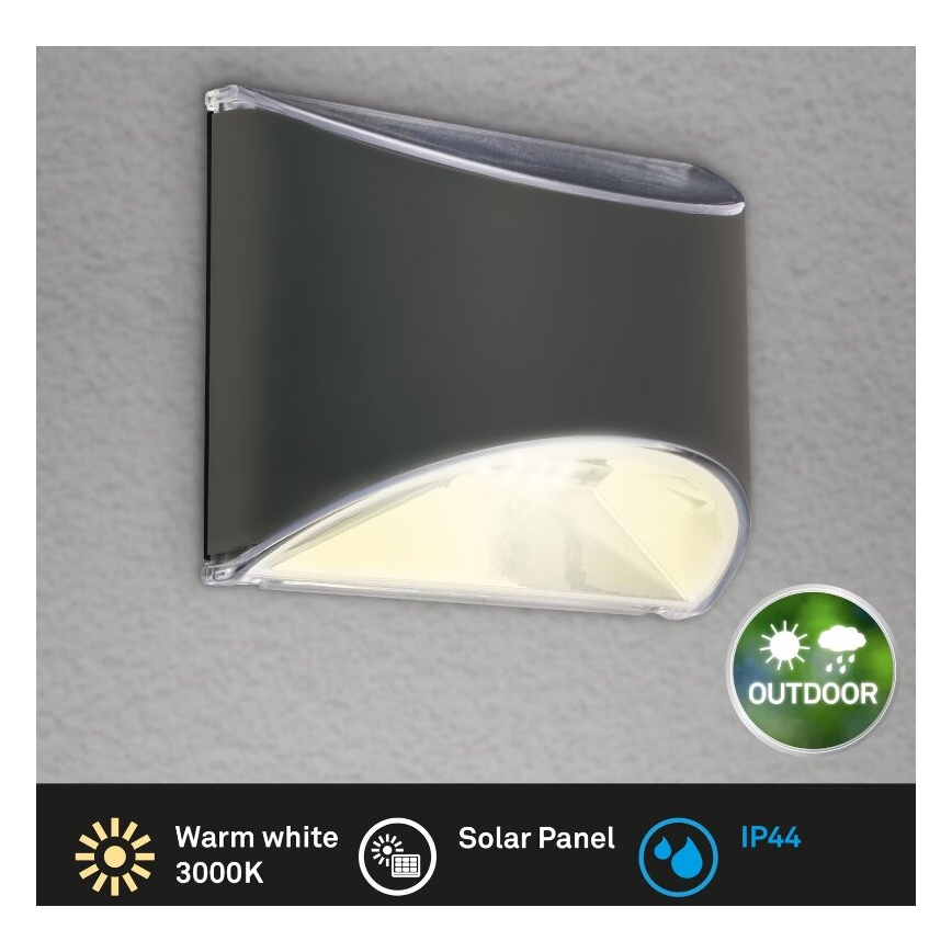 Briloner 3133015 - Iluminação de parede solar LED LED/2W/3,7V IP44 3000K