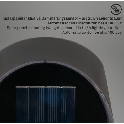 Briloner 3133015 - Iluminação de parede solar LED LED/2W/3,7V IP44 3000K