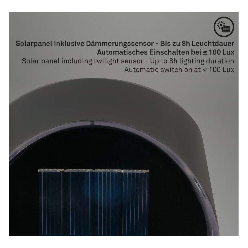 Briloner 3133015 - Iluminação de parede solar LED LED/2W/3,7V IP44 3000K