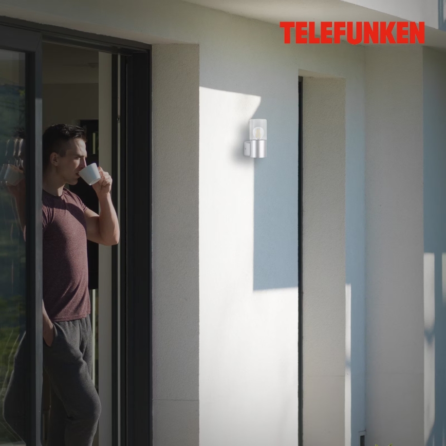Briloner 320504TF - Iluminação de parede exterior 1xE27/12W/230V IP44 prateado