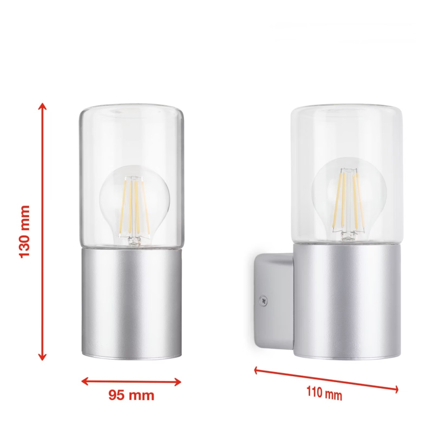 Briloner 320504TF - Iluminação de parede exterior 1xE27/12W/230V IP44 prateado