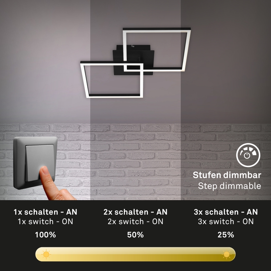 Briloner 3210-015 - Iluminação de teto LED com regulação FRAME 2xLED/11W/230V preto
