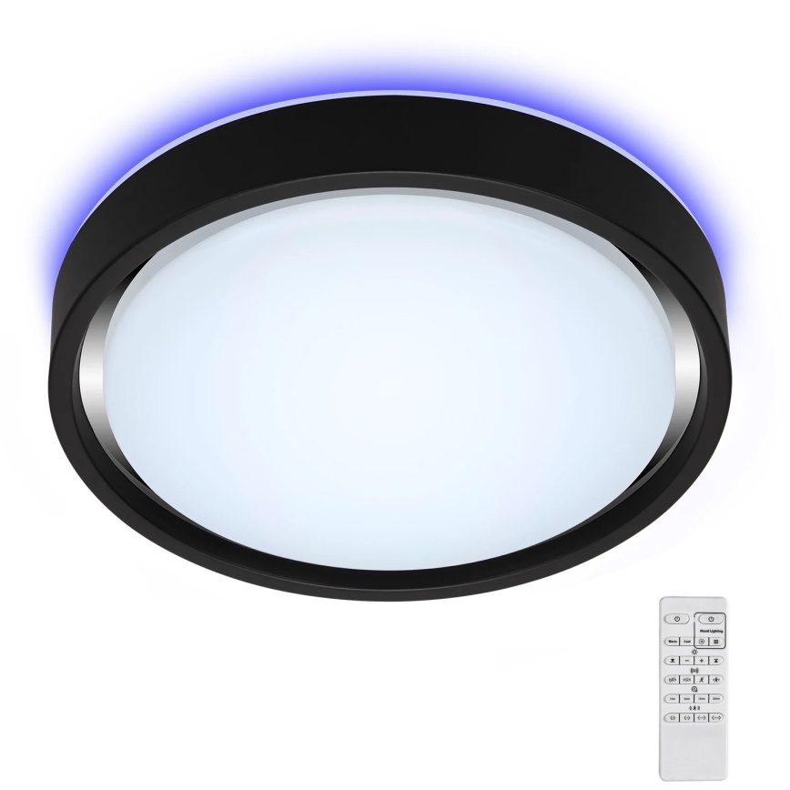 Briloner 3227-015 - Iluminação de teto LED RGB com regulação com sensor TALENA LED/24W/230V preto + controlo remoto